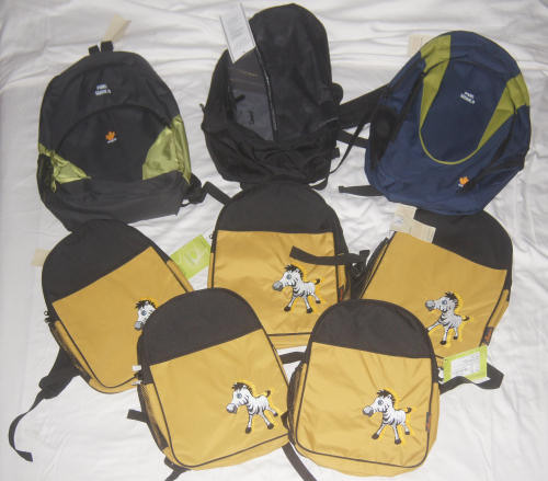 Some of the new school bags donated by Penny