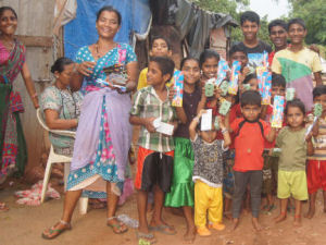 Group of children with their monthly donations